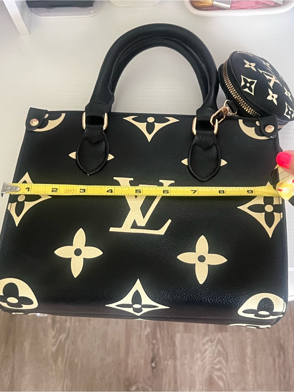 LV  Black & White Monogram Leather Satchel - Picture 12 of 14